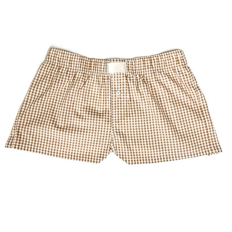 Women's Y2k Pajamas Shorts Cute Plaid Pj Short Pants Flannel Lounge Sleep Shorts Bottoms Elastic Waist Baggy Boxers Tracksuit - 3KDyn